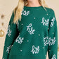 Ho Ho Ho Printed Green Sweater With Pearls