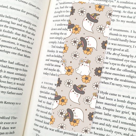 Groovy Witches Bookmark – Floral Ghosts, Soft Matte Finish