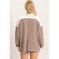 Striped Henley Sweatshirt: Chesnut