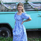 SS Blue Vintage Smocked Maxi Dress