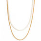 Brisa Double Chain Beaded Necklace Gold