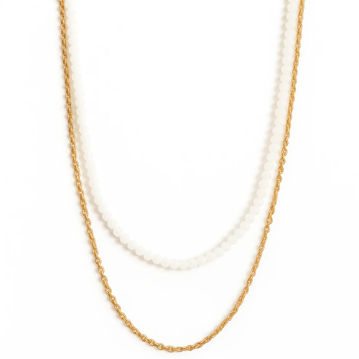 Brisa Double Chain Beaded Necklace Gold