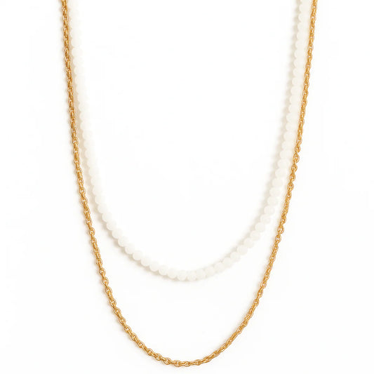 Brisa Double Chain Beaded Necklace Gold