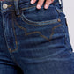 High Waist Western Embroidery Dark Skinny Jean Style 88269