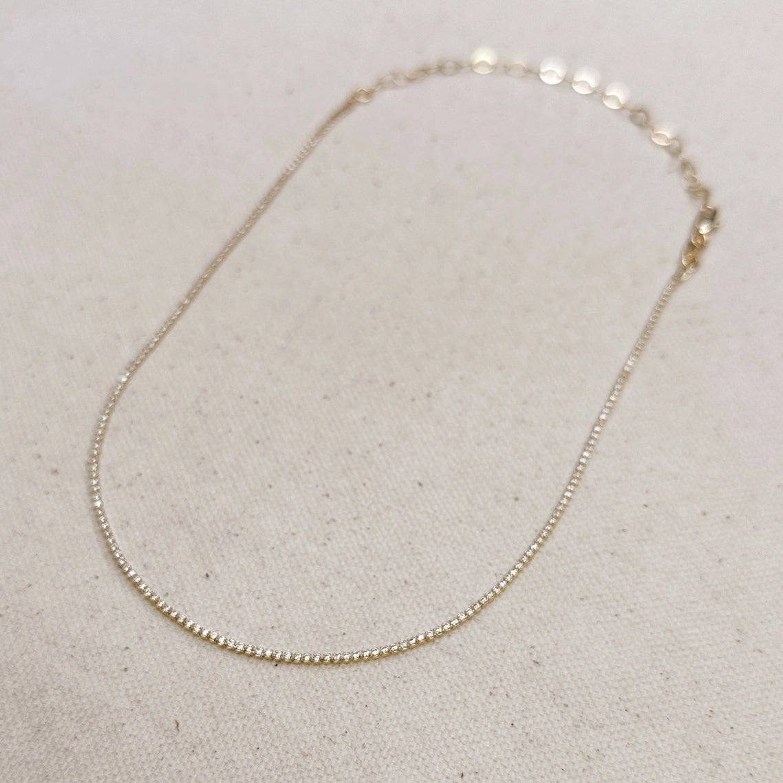 1.2mm Tennis Necklace 18K GF - She Chester
