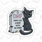 DNF Graveyard Cat Sticker – Bookish Halloween, Glossy Vinyl: 2.5"