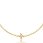15" Choker Signature Cross Gold Pattern 2mm Bead - Classic Beaded Signature Cross Gold - 3mm Bead Gold - She Chester