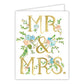Mr and Mrs Floral Small Folded Greeting Card