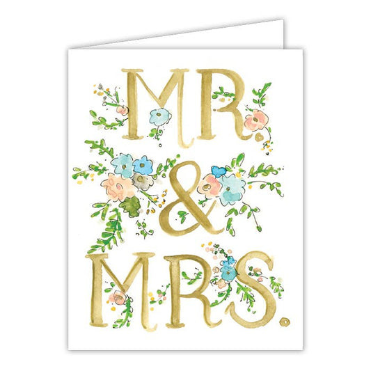 Mr and Mrs Floral Small Folded Greeting Card