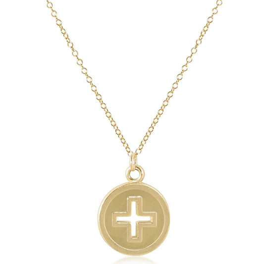 16" Necklace - Cross Gold Disc - She Chester