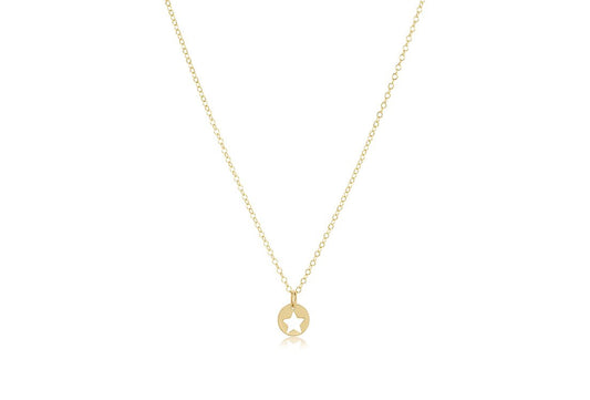 16" Necklace Gold - Star Small Gold Disc - She Chester