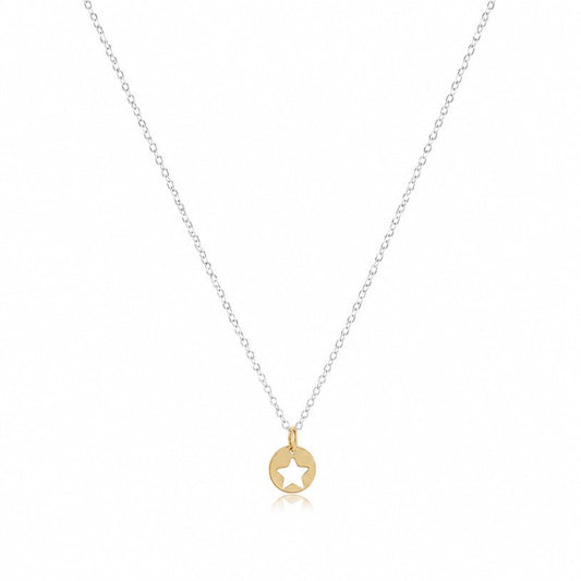 16" Necklace Mixed Metal - Star Small Gold Disc - She Chester