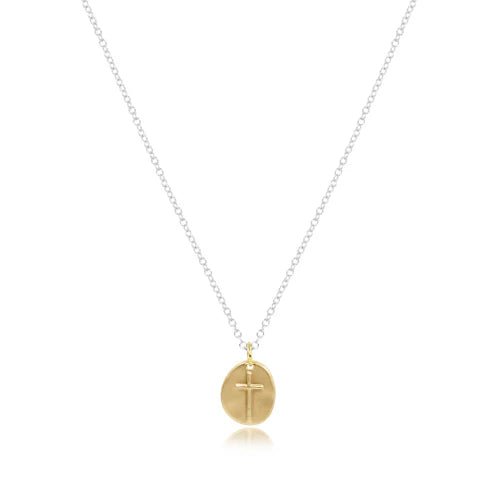 16" Necklace Sterling Mixed Metal Inspire Small Gold Charm - She Chester