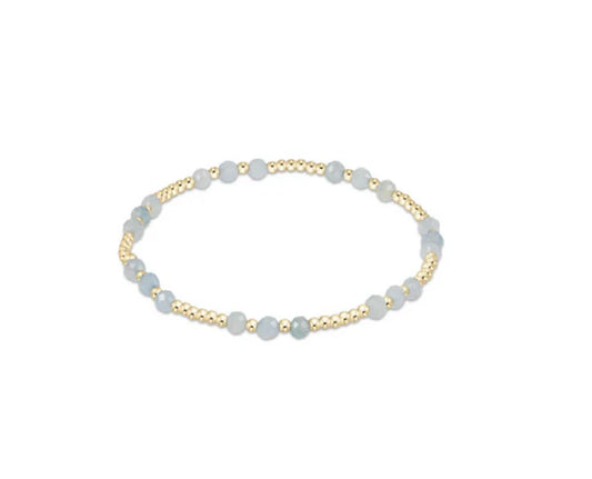 GEMSTONE GOLD JOY PATTERN 3MM BEAD BRACELET - AQUAMARINE