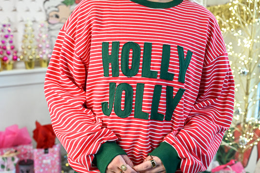 Holly Jolly Christmas Striped Sweater