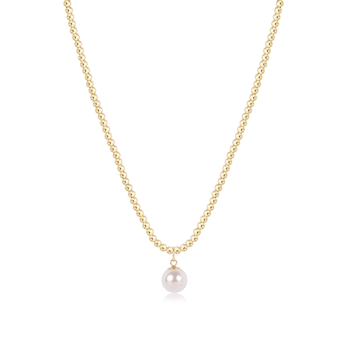 17" Choker Beaded - Classic Gold 3mm - Classic Pearl - She Chester