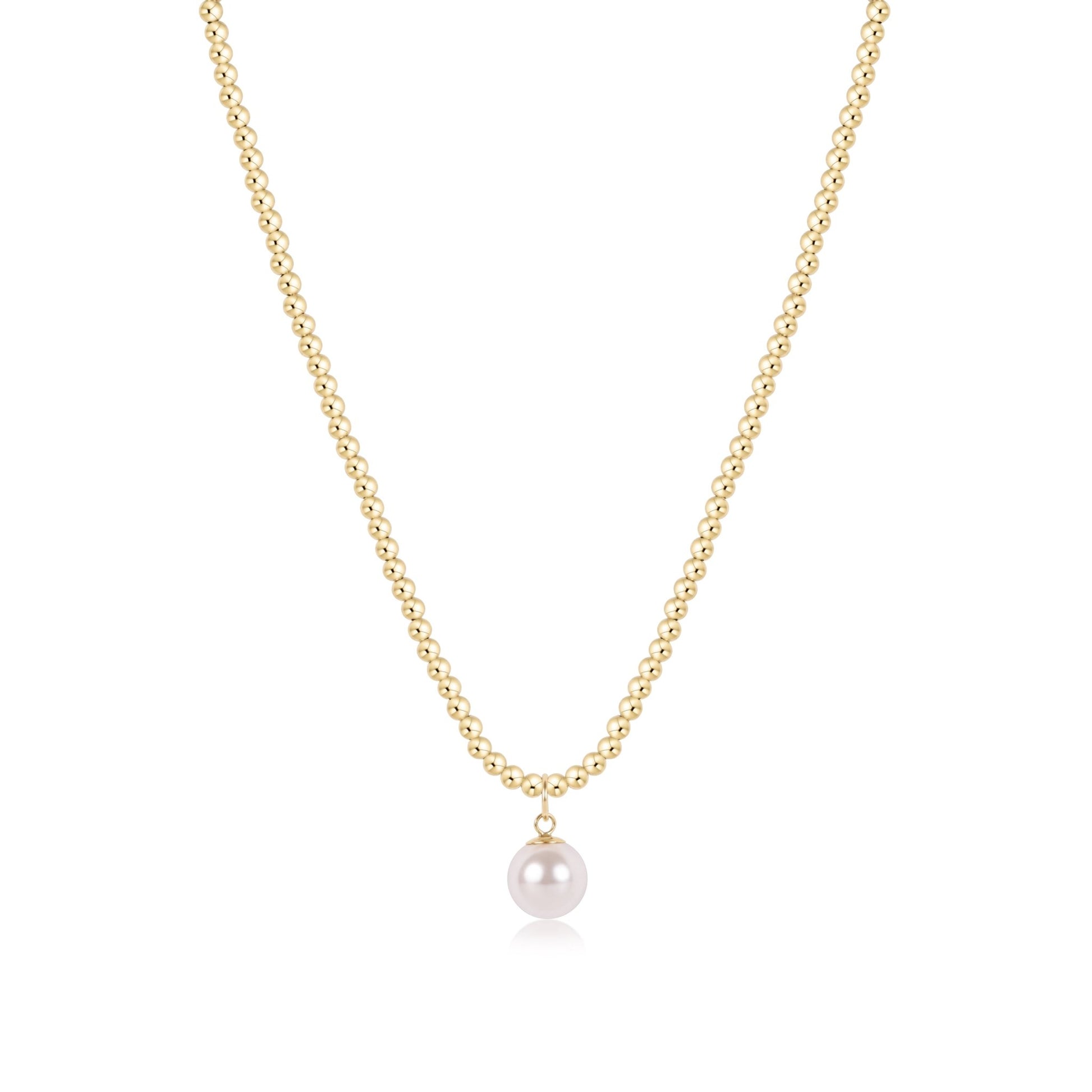 17" Choker Beaded - Classic Gold 3mm - Classic Pearl - She Chester