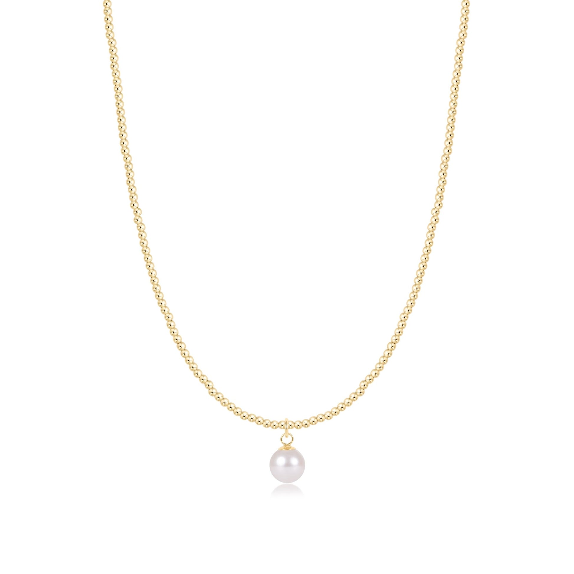17" Choker Beaded - Classic Gold 3mm - Classic Pearl 8mm - She Chester
