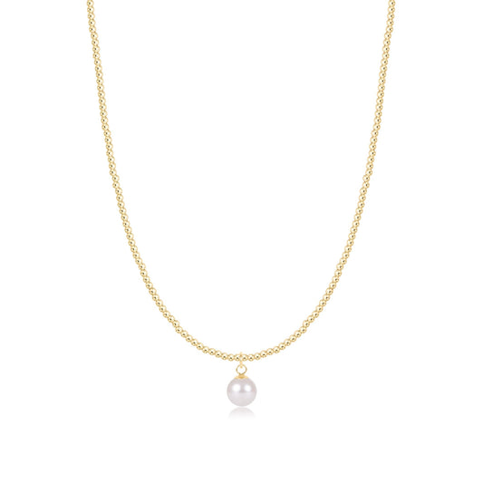 17" Choker Beaded - Classic Gold 3mm - Classic Pearl 8mm - She Chester