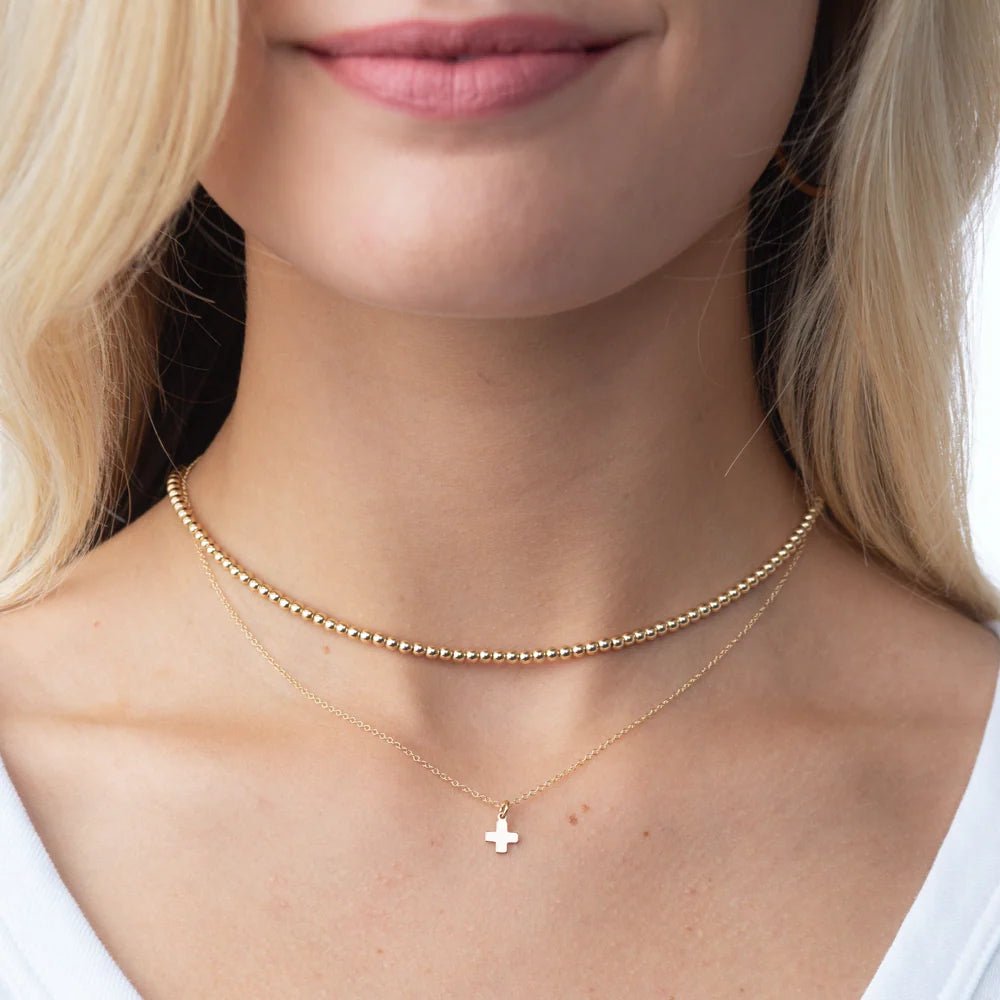 17" Choker Classic Gold 3mm Bead - She Chester