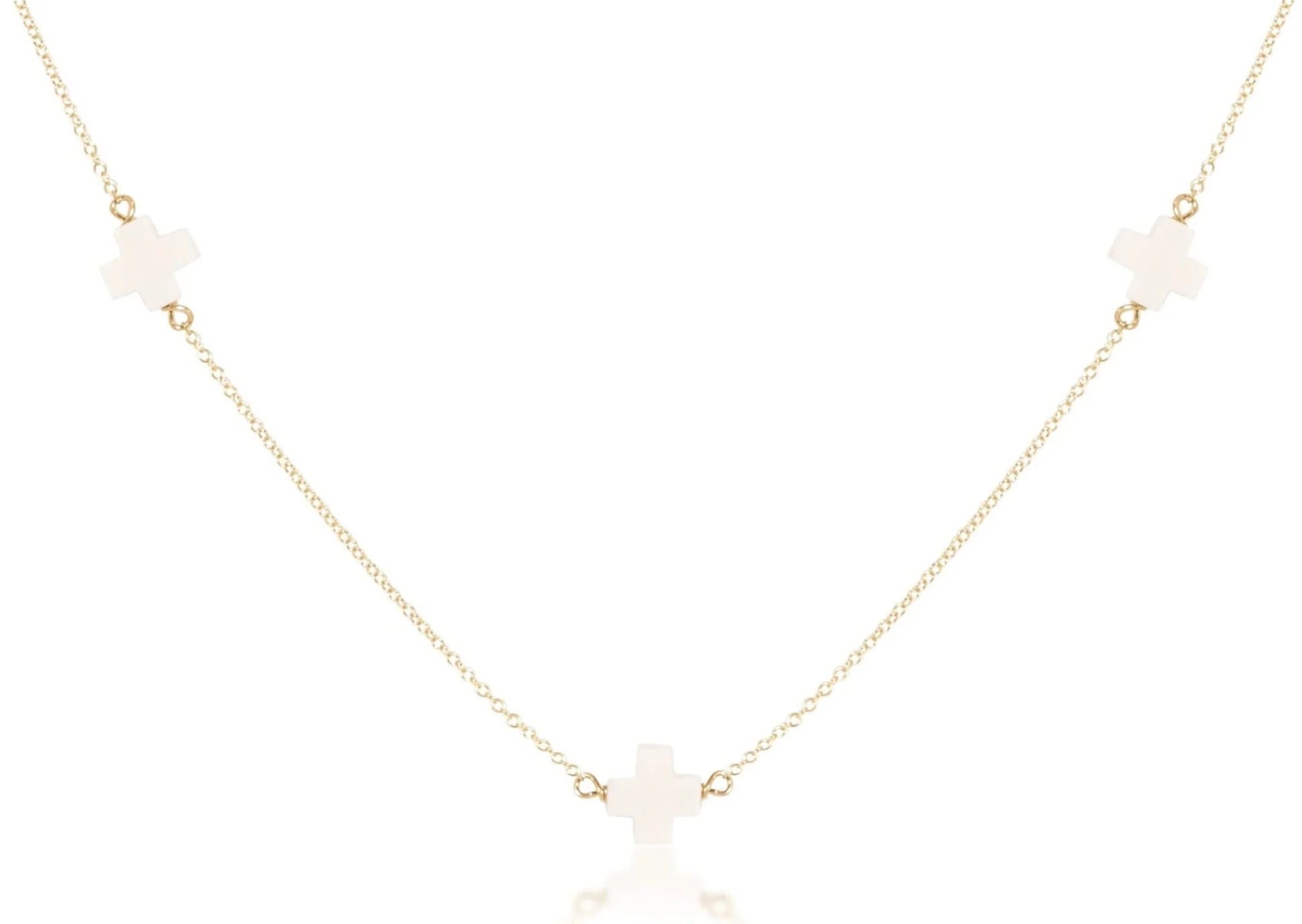 17'' Simplicity Choker Necklace - Signature Off White Cross - She Chester