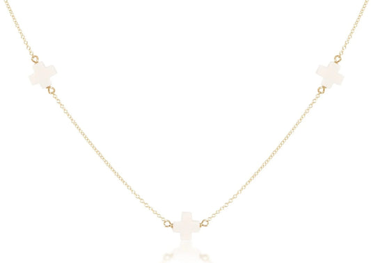 17'' Simplicity Choker Necklace - Signature Off White Cross - She Chester