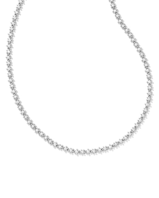 NYDIA STRAND NECKLACE IN SILVER WHITE CRYSTAL