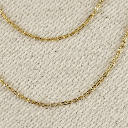 18k GF Mini Diamond Cut Paperclip Chain - She Chester