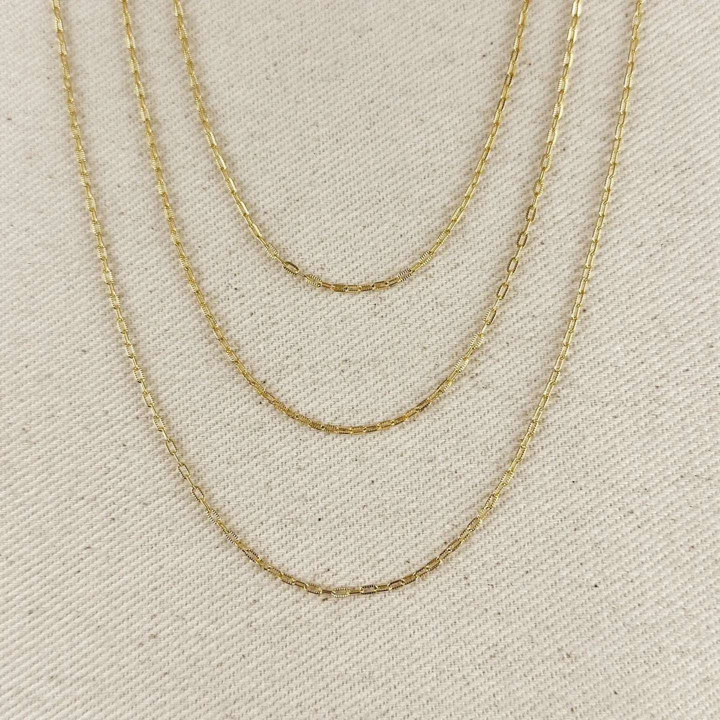 18k GF Mini Diamond Cut Paperclip Chain - She Chester