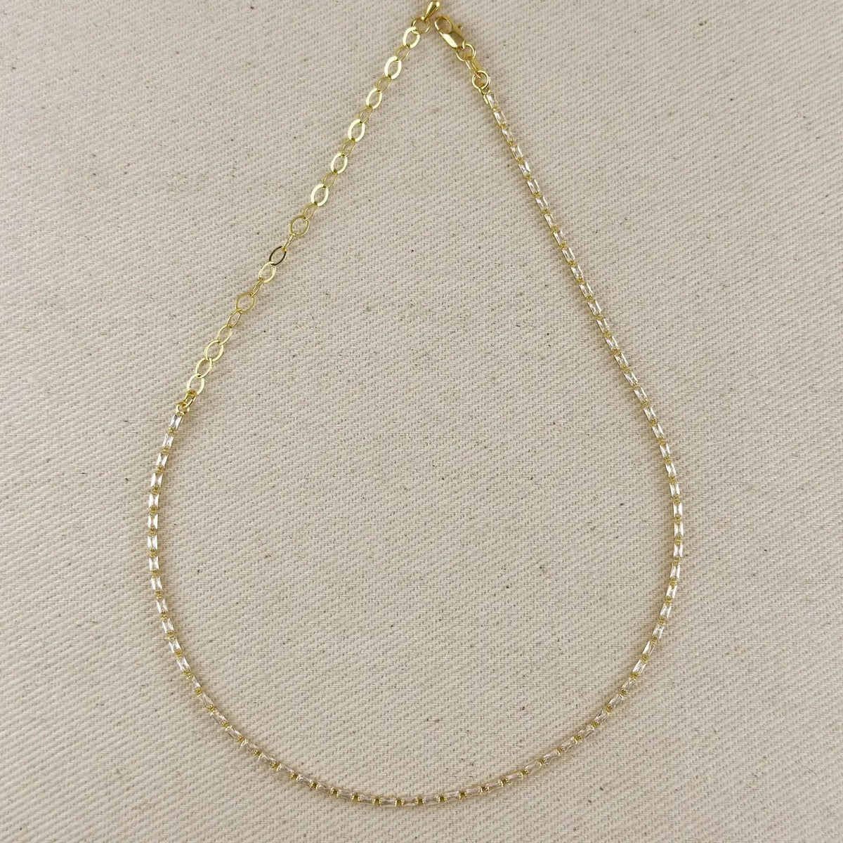 18k Gold Filled 1.5mm Baguette Cz Tennis Necklace - She Chester
