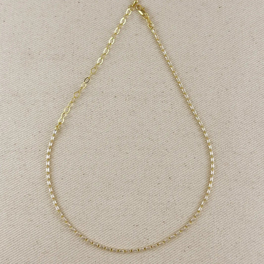 18k Gold Filled 1.5mm Baguette Cz Tennis Necklace - She Chester