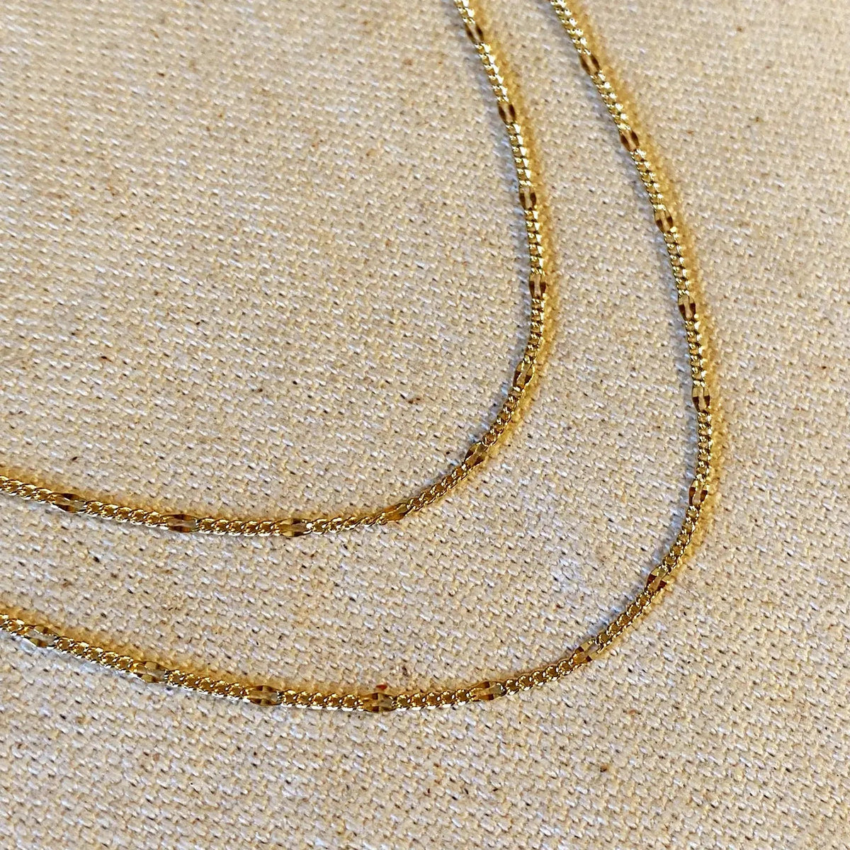 18k Gold Filled Beaten Figaro Chain - She Chester