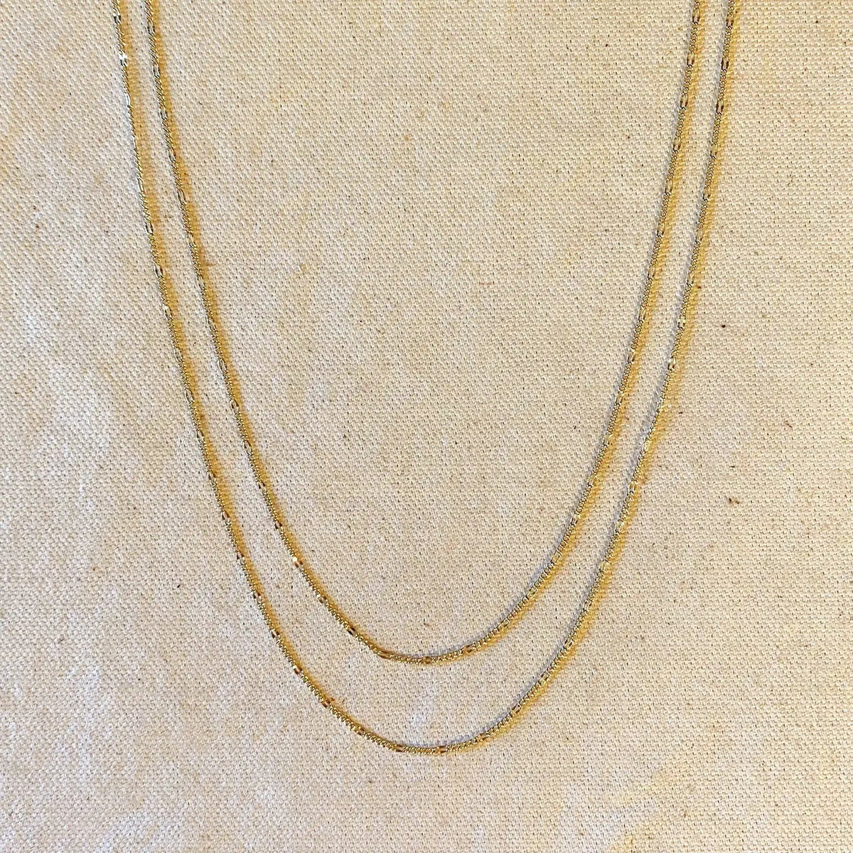 18k Gold Filled Beaten Figaro Chain - She Chester
