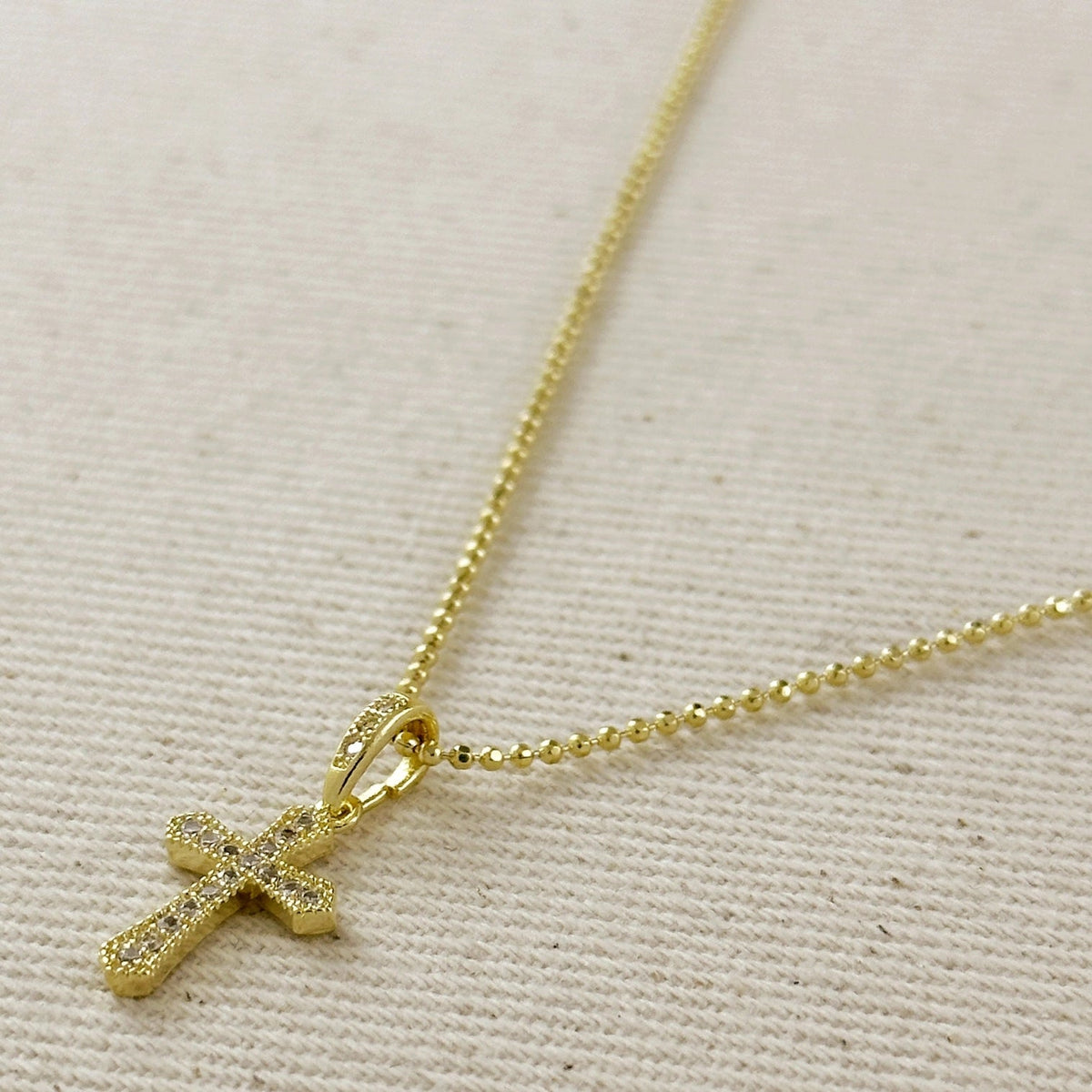 18k Gold Filled Cz Cross Necklace - She Chester