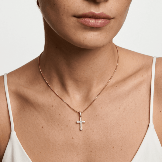 18k Gold Filled Cz Cross Necklace - She Chester