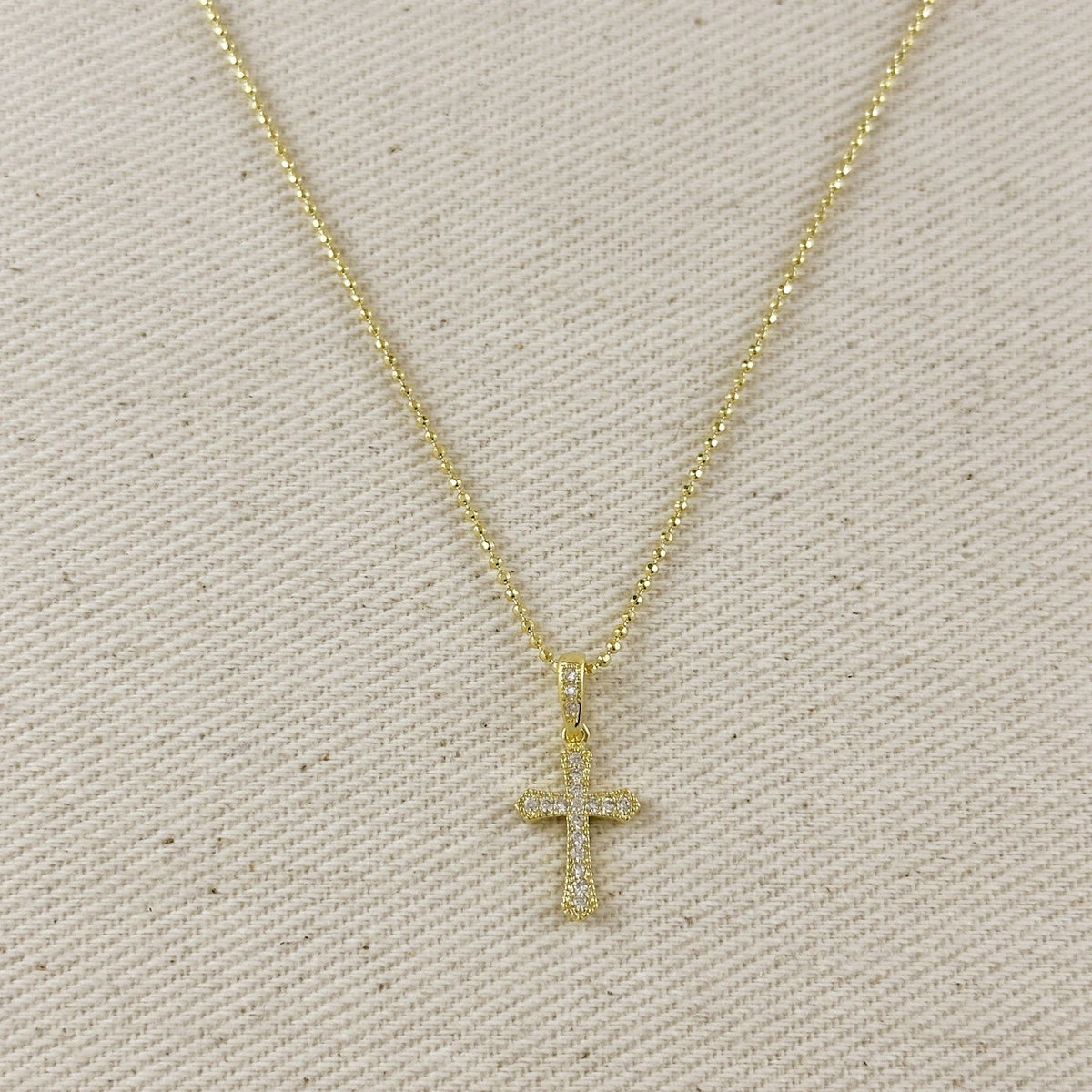 18k Gold Filled Cz Cross Necklace - She Chester
