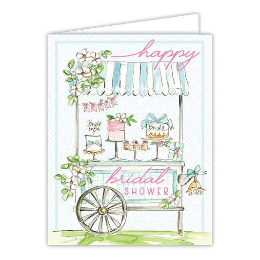 Handpainted Bridal Shower Pastry Cart Greeting Card