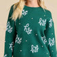 Ho Ho Ho Printed Green Sweater With Pearls