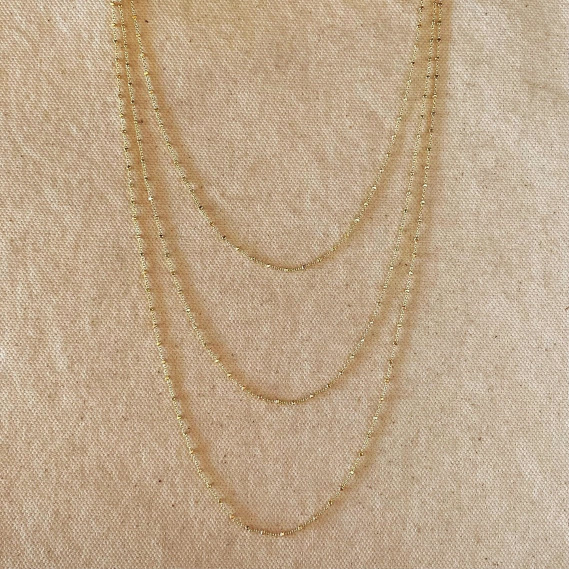 1mm Spaced Beaded Chain 18K GF - She Chester