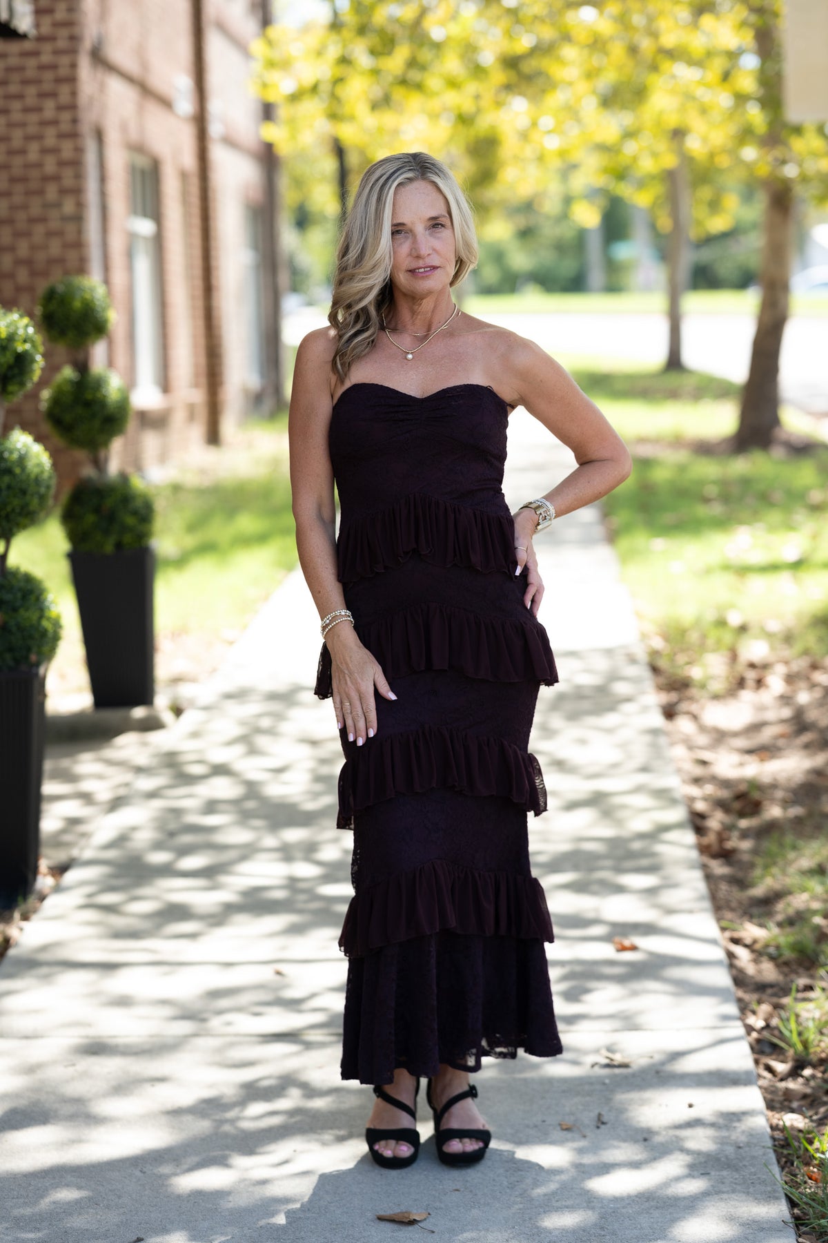 Poesy Maroon Ruffle Dress