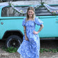 SS Blue Vintage Smocked Maxi Dress