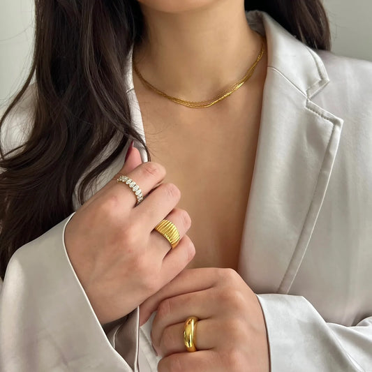 Mylah Gold Oval Eternity Band Ring -