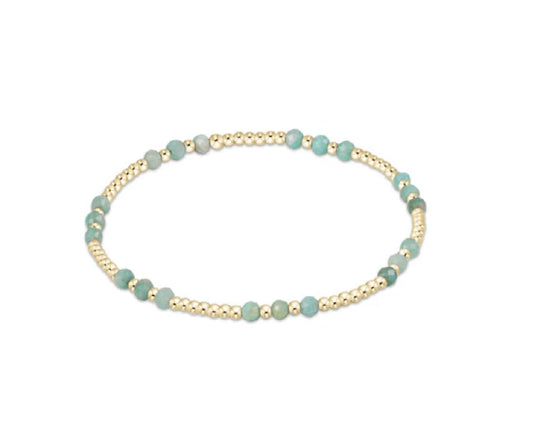 GEMSTONE GOLD JOY PATTERN 3MM BEAD BRACELET - AMAZONITE