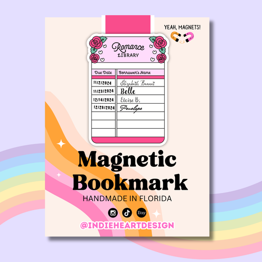 Romance Library Card Magnetic Bookmark 