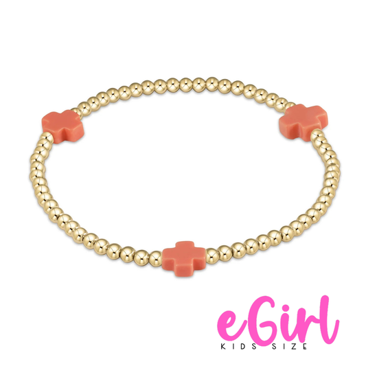 EGIRL Signature Cross Gold 3mm Coral (KIDS)