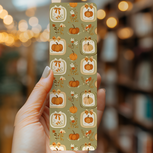 Vintage Pumpkin Bookmark – Soft Matte Laminated  