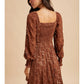 Copper Lace Fit And Flare Mini Dress