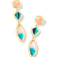 Monica Linear Earrings Gold Teal Mix