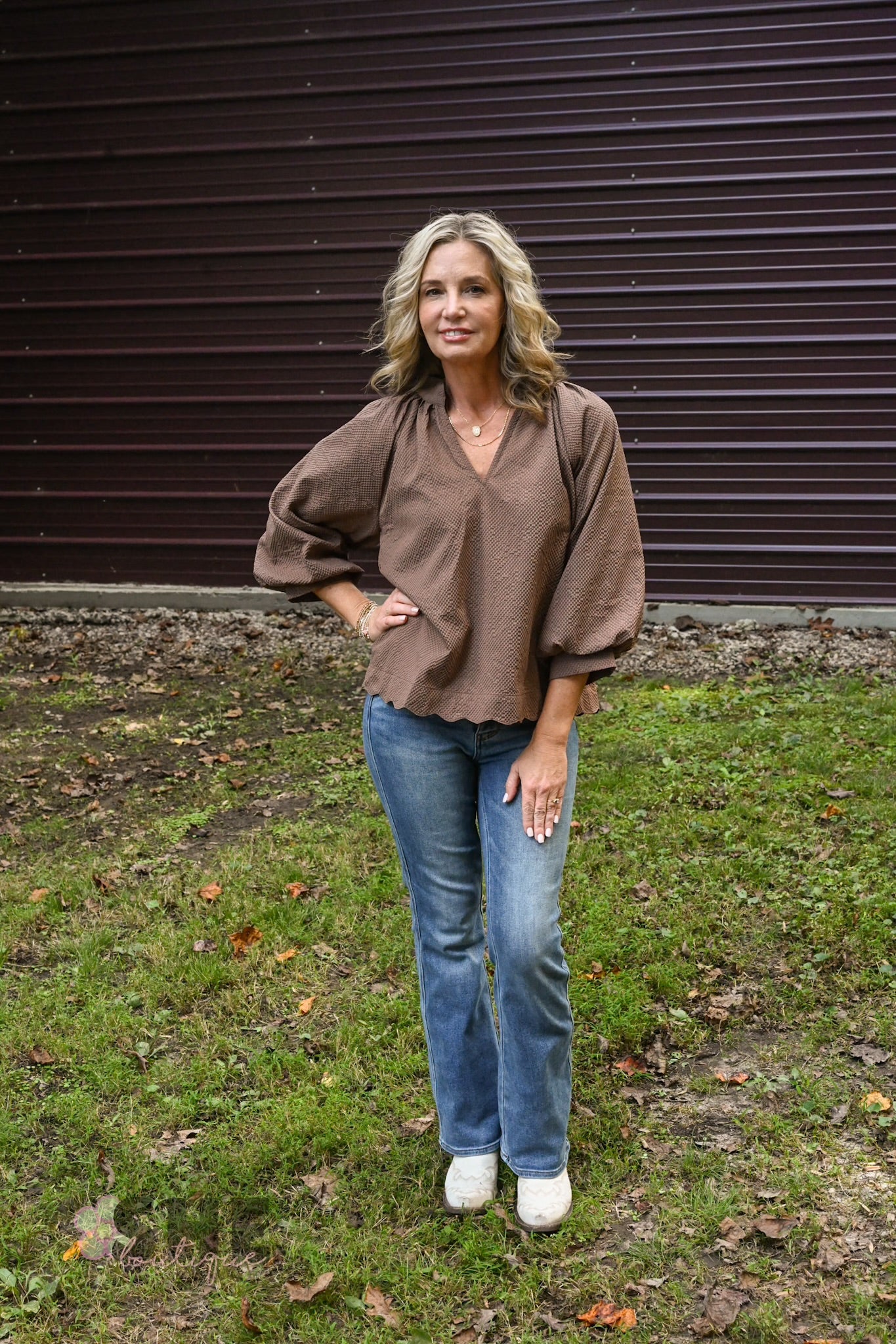 Tanner Bubble Sleeve Top - Chocolate