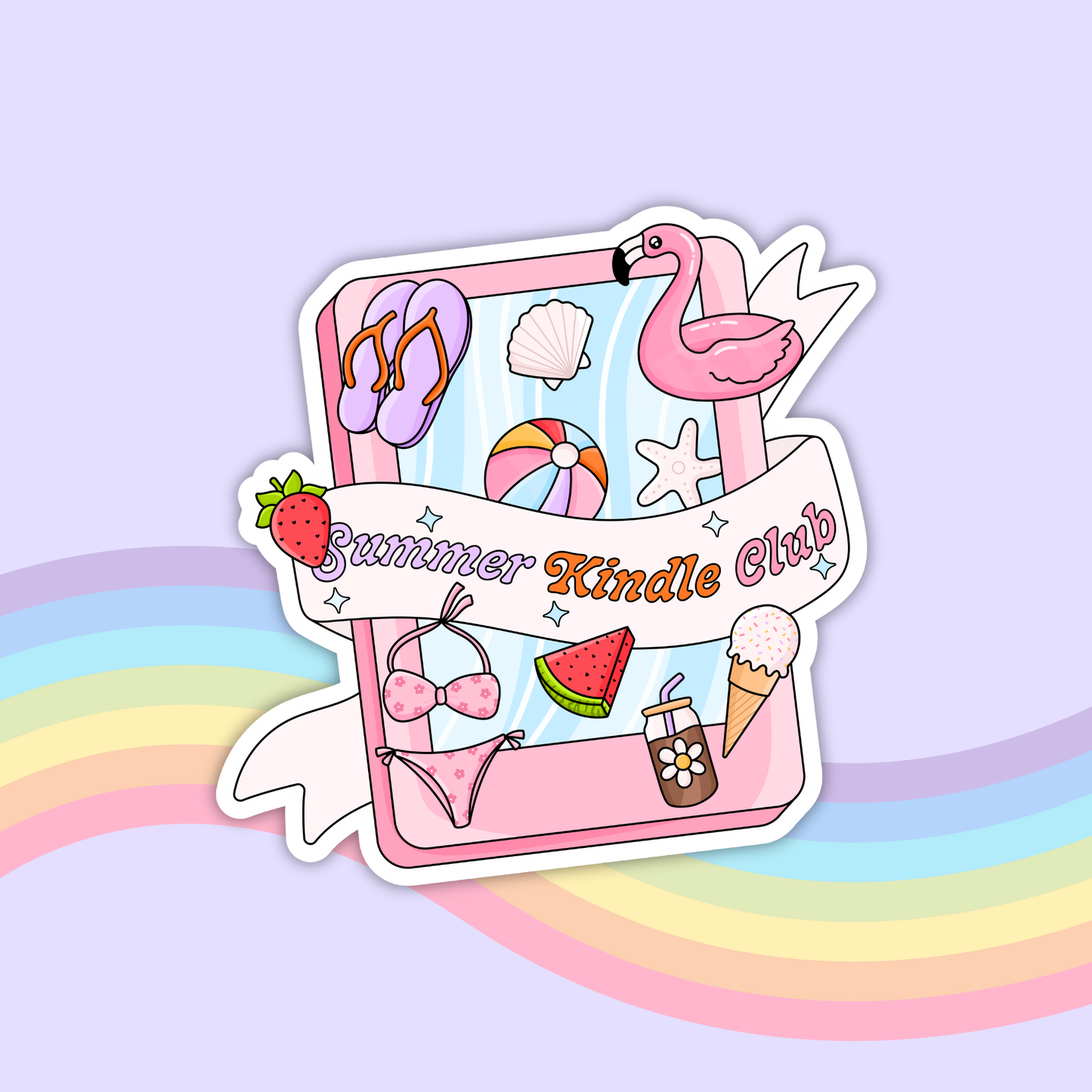 Summer Kindle Club Vinyl Sticker – Summer Book Lover : 2.5"